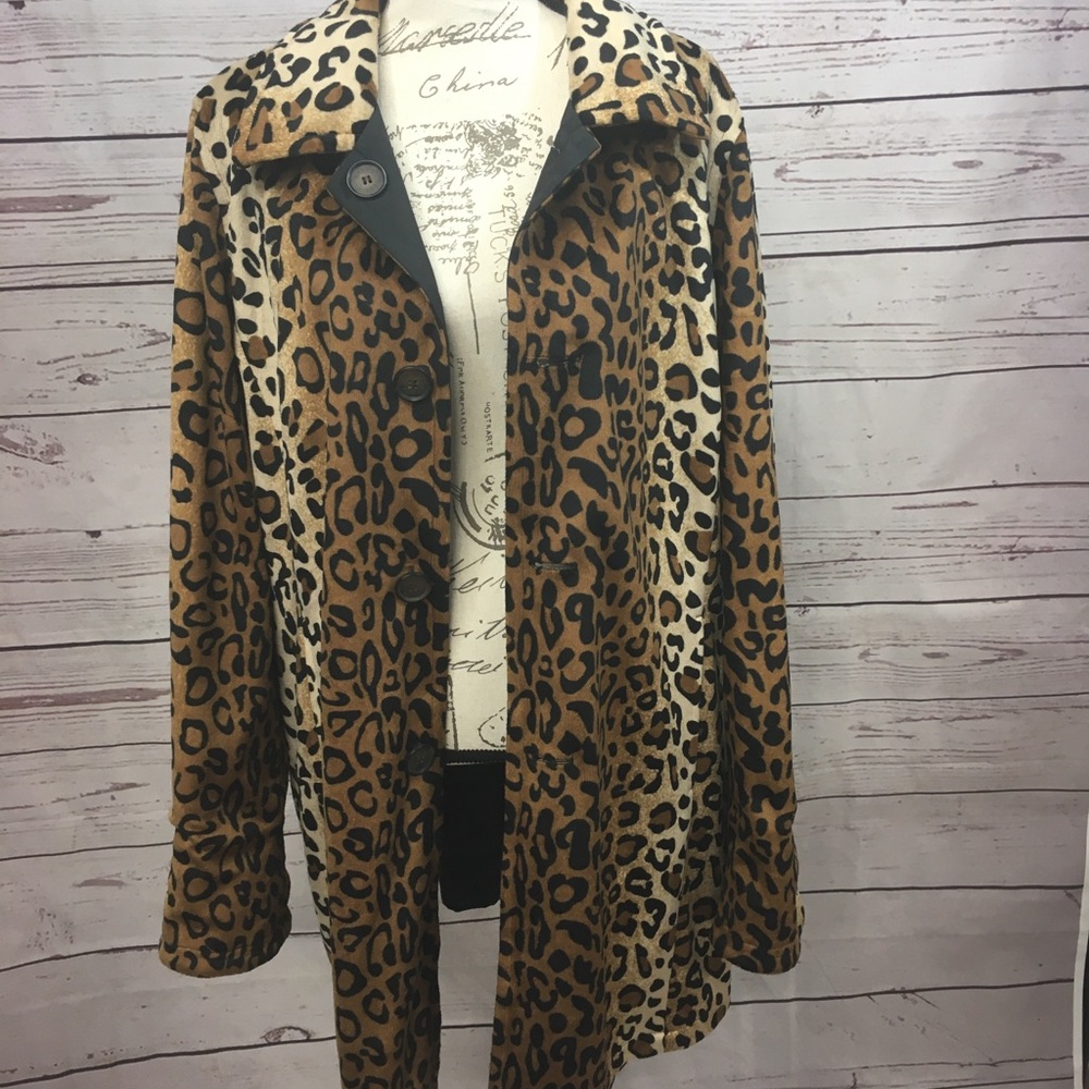 dennis basso Leopard Print Blazer Jacket in Brown and Black